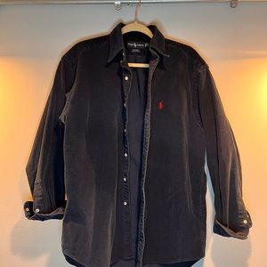 Vintage Ralph Lauren Men’s size large navy blue corduroy button up shirt